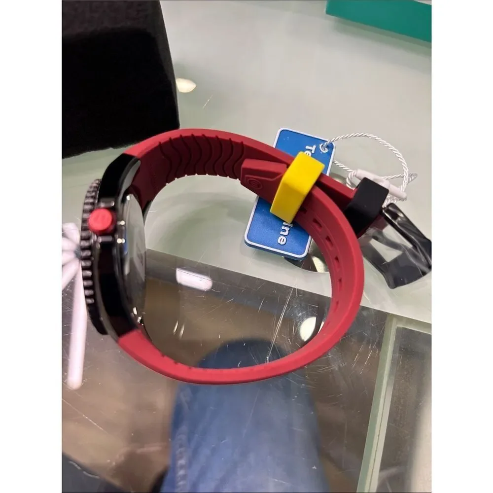 TechnoMarine Red and Black Sport Diver Watch with Yellow Accents